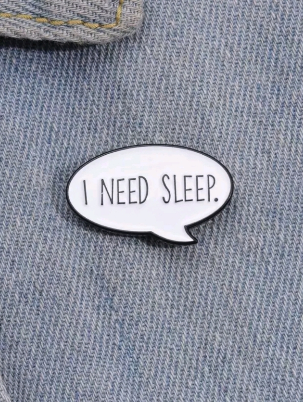 "I NEED SLEEP" White & Black Playful Funny Enamel Pin Brooch